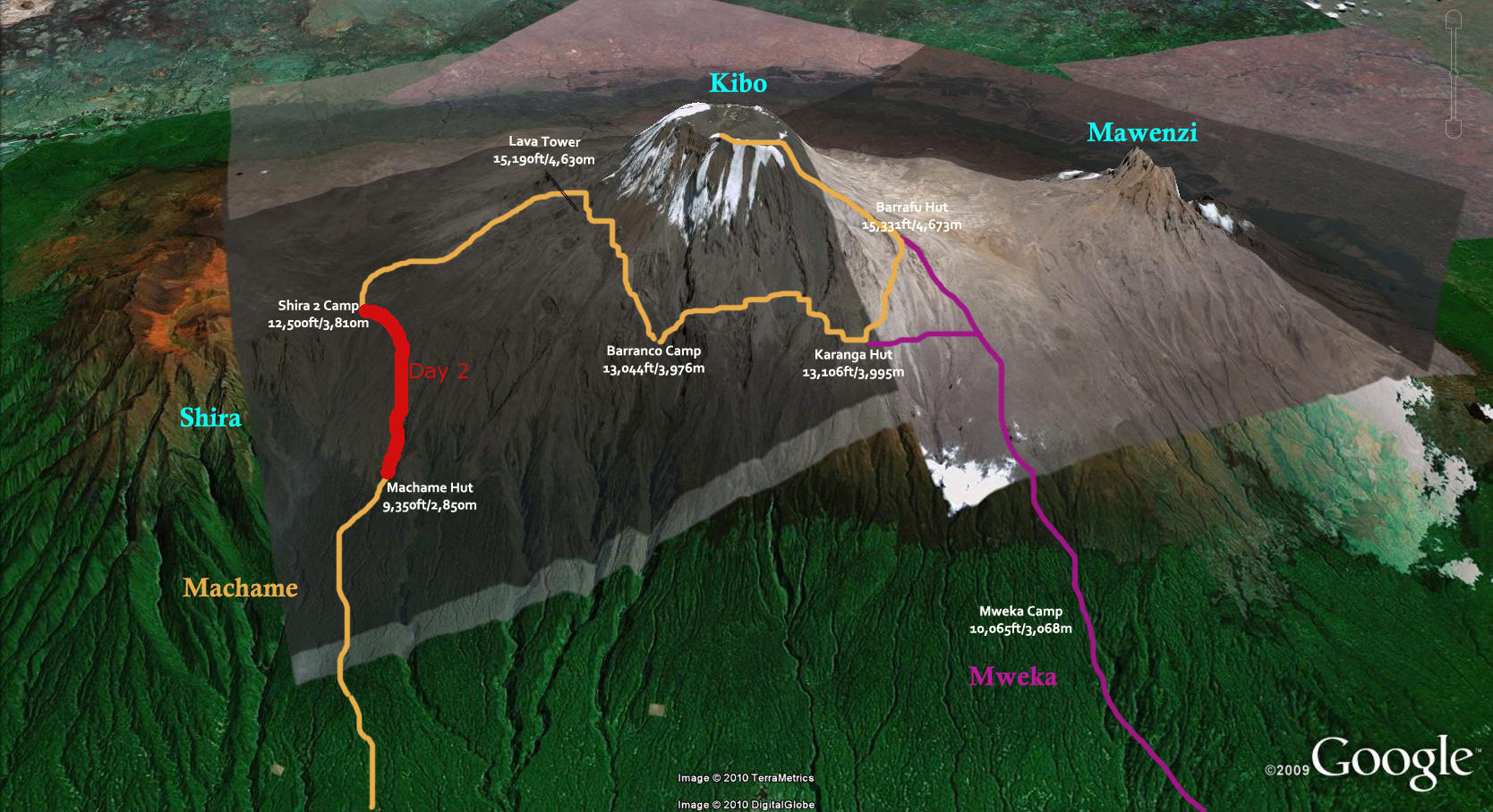 Bryson Heroes Tours Machame Route Map