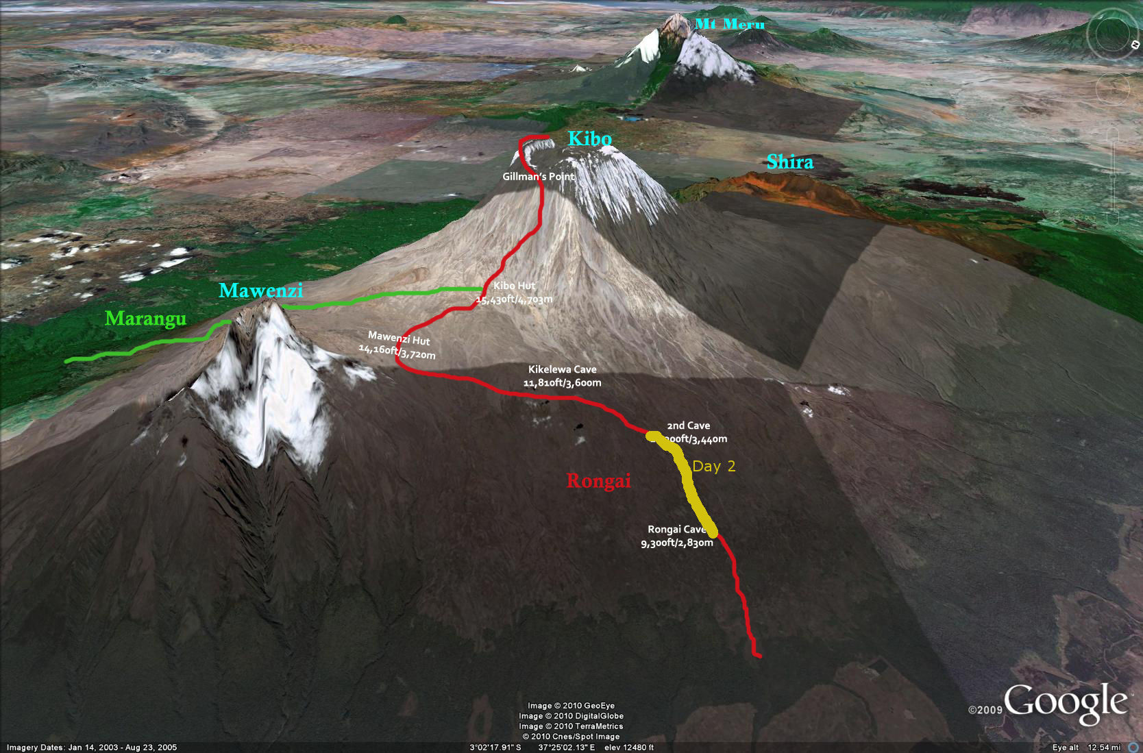 Bryson Heroes Tours Rongai Route Map