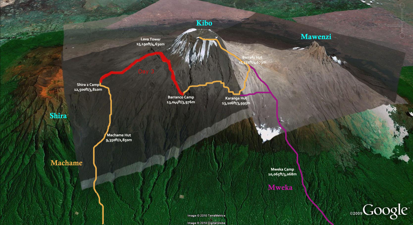 Bryson Heroes Tours Machame Route Map